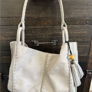 Gray Leather Tote Bag